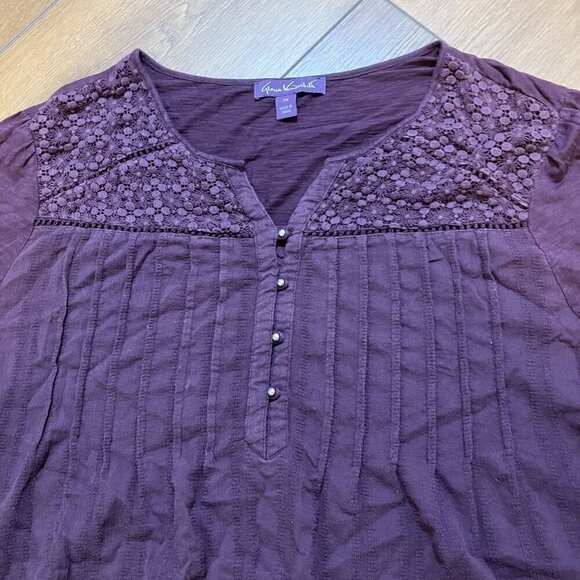 Gloria Vanderbilt Plum Purple Zuri Rolled Cuff Peasant Top Size 2X - Picture 8 of 8